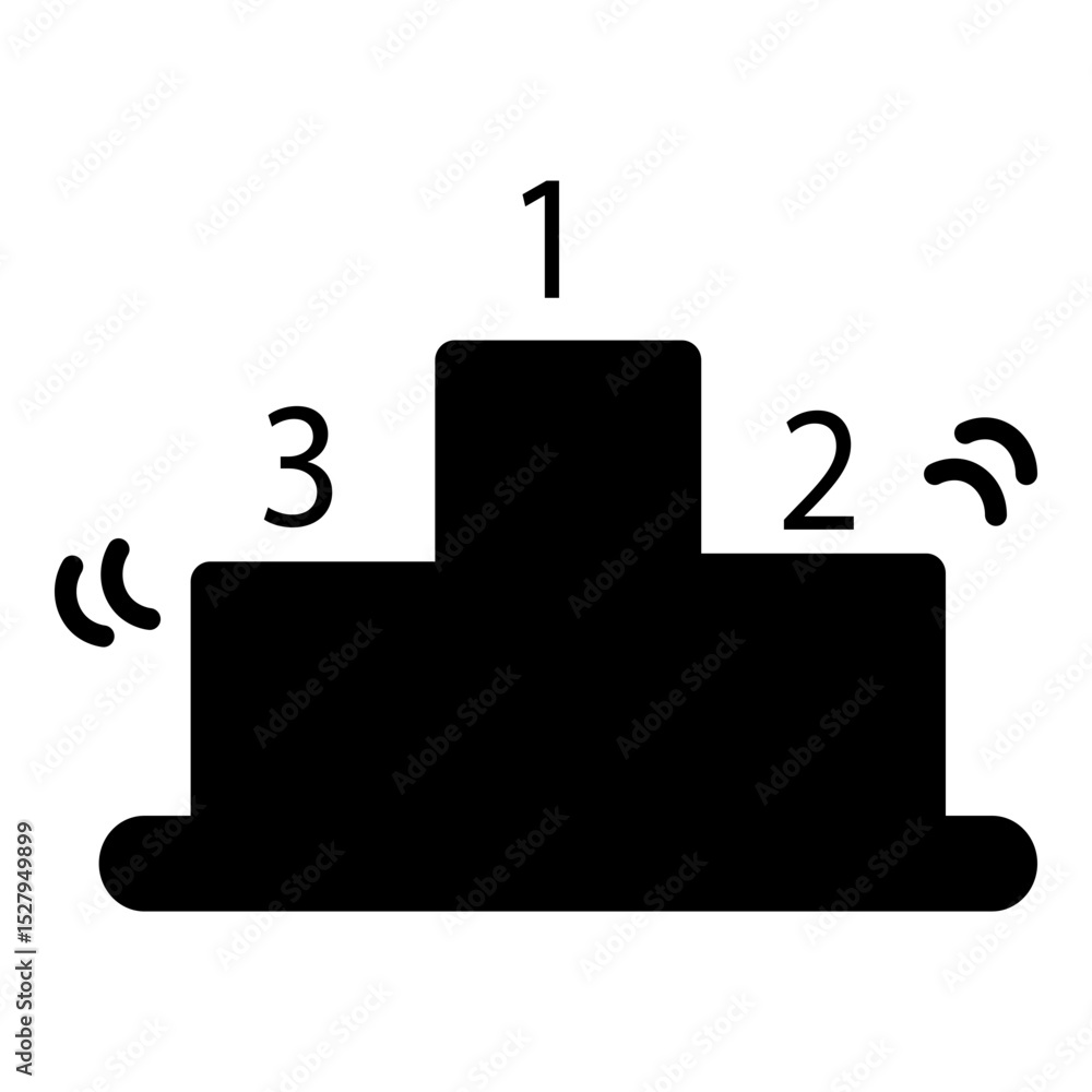 Obraz premium Solid icon depicting a tiered winner's podium. It features three distinct levels with 