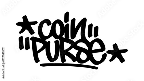 Graffiti tag text "Coin Purse" in bold street handstyle. Urban graffiti lettering with compact and stylish flair. Vector design perfect for fashion accessories, merch, and graphics.
