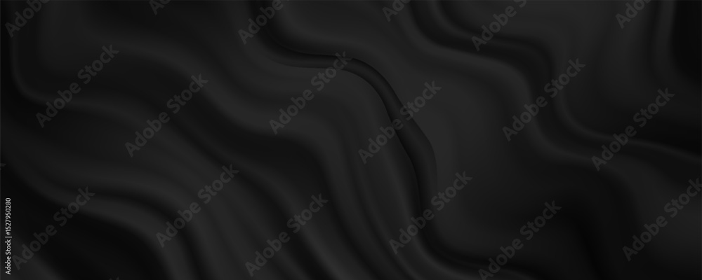 Obraz premium Black wrinkled fabric background, wall partition with elegant pattern.