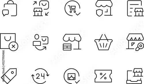 E-commerce Line Icons Shopping, Retail, Online Store, Market, and More
