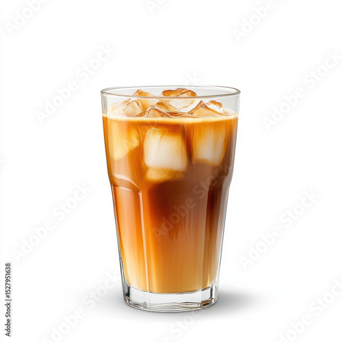 Wallpaper Mural Iced coffee drink in glass with ice cubes on white background. refreshing and energizing. Torontodigital.ca