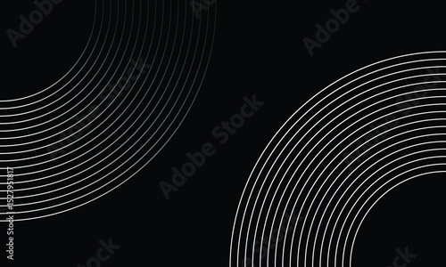 Minimal abstract background with curved white lines on a black canvas, forming partial circular shapes. Clean and modern design perfect for digital, tech, or creative visual content.