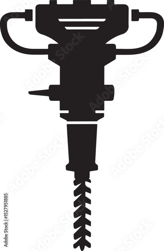 Black and white icon of a pneumatic rock drill.