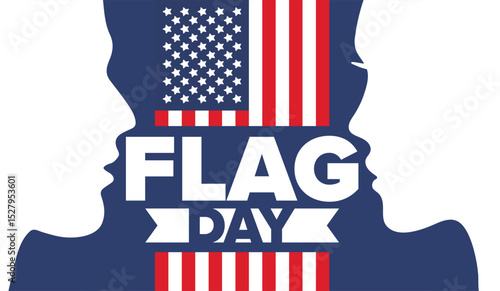 National Flag Day in United States. Holiday celebrated annual June 14 in USA. Patriotic style design with american flag. Poster, greeting card, banner and background. Vector illustration