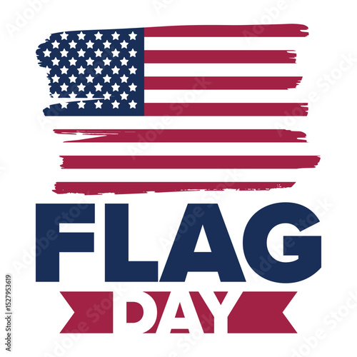 National Flag Day in United States. Holiday celebrated annual June 14 in USA. Patriotic style design with american flag. Poster, greeting card, banner and background. Vector illustration