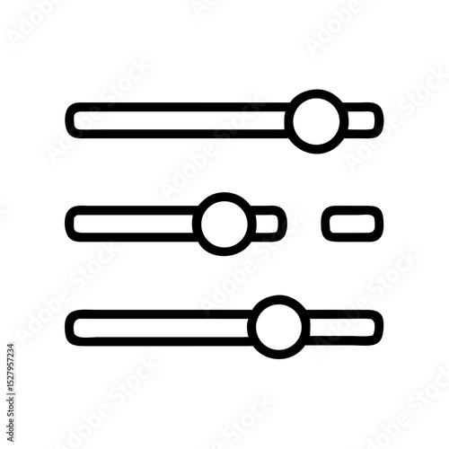 Line art icon showing three sliders, representing control settings, audio levels, or system customization interfaces.
