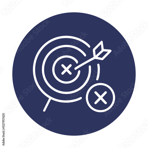 Target misses mark success failure. Icon symbol illustration