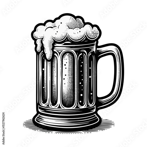 Beer engrave black white logo icon illustration black white