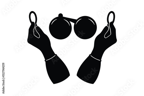 silhouette of castanets in hand position.eps