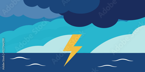 A powerful dark dramatic fierce and wild storm over cartoon video background scene vector illustration