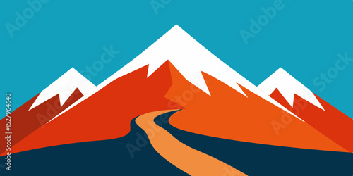 A windy snowy narrow cold and remote high mountain pass cartoon video background scene vector illustration
