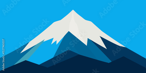 A high majestic and snowy beautiful tall mountain peak cartoon video background scene vector illustration