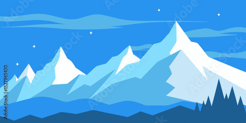 A vast treeless cold and desolate arctic tundra cartoon video background scene vector illustration