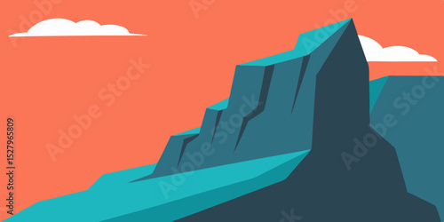 A steep coastal high and craggy rocky cliff cartoon video background scene vector illustration