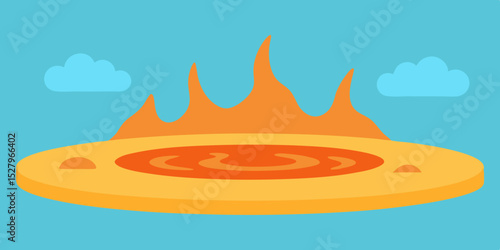A steamy relaxing natural geothermal hot spring cartoon video background scene vector illustration