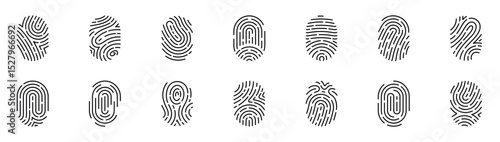 Fingerprint Line Icons Editable Stroke, Vector fingerprints icons or thumbprint symbol isolated.
Vector illustration