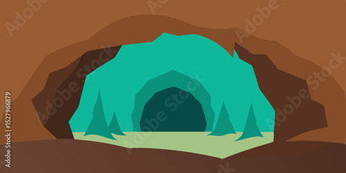 Mysterious Cave Interior Animation Cartoon Video Background Vector Scene