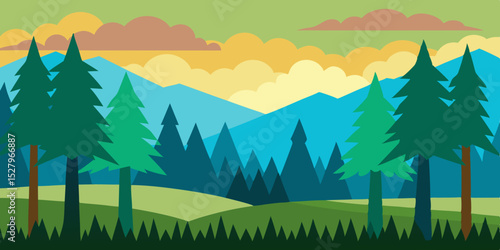 Peaceful Forest Clearing Animation Cartoon Video Background Vector Scene