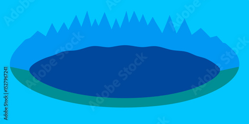 Stunning Crater Lake Animation Cartoon Video Background Vector Illustration