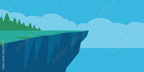 Dramatic Cliffside View Animation Cartoon Video Background Vector Art