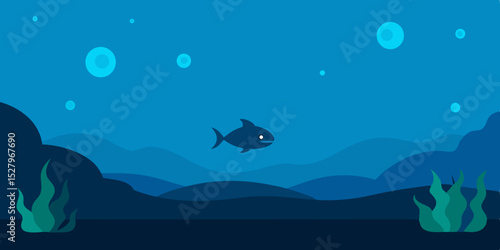 A dark mysterious deep sea trench abyss cartoon video background scene vector illustration