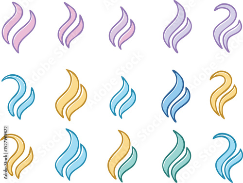 Smoke icon. Doodle smell steam line vector. Color line smoke, scent, hot air. Crayon smell or wind steam logo. Hand drawn illustration.brush, chalk, colours, doodle, fire, graphic, heat, outline, 