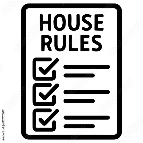 House rules checklist icon for home guidelines with transparent background

