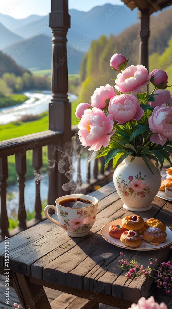 Fototapeta premium tea and flowers
