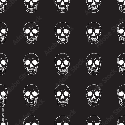 Whimsical Skeletal Skull Creep Vector Seamless Pattern can be use for background and apparel design