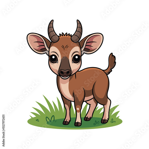 Saola Vector Icon - Cute Cartoon Saola Wildlife Illustration