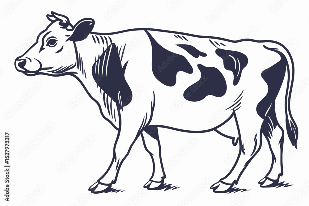 Fototapeta premium Cow animal isolated flat vector illustration