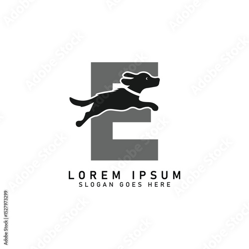 Initial Letter E Dog Logo. Alphabet E Dog Design vector illustration