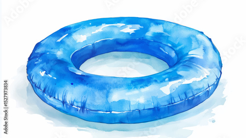 Vector illustration, watercolor blue circle for floating in the pool, on white background