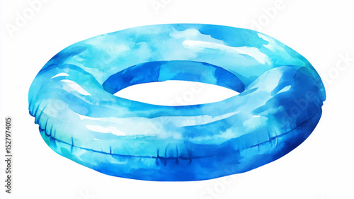 Vector illustration, watercolor blue circle for floating in the pool, on white background