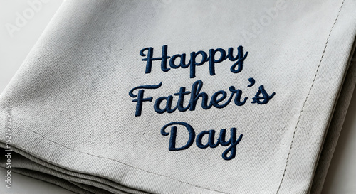 Happy fathers day embroidered on grey napkin