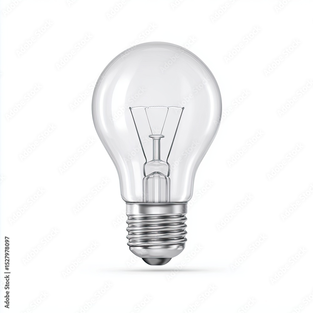 Glass Light Bulb Isolated on White Background with Reflection Glass Light Bulb Isolated on White Background with Reflection