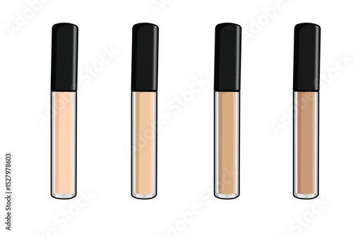 Different shades of concealer isolated on white background.
