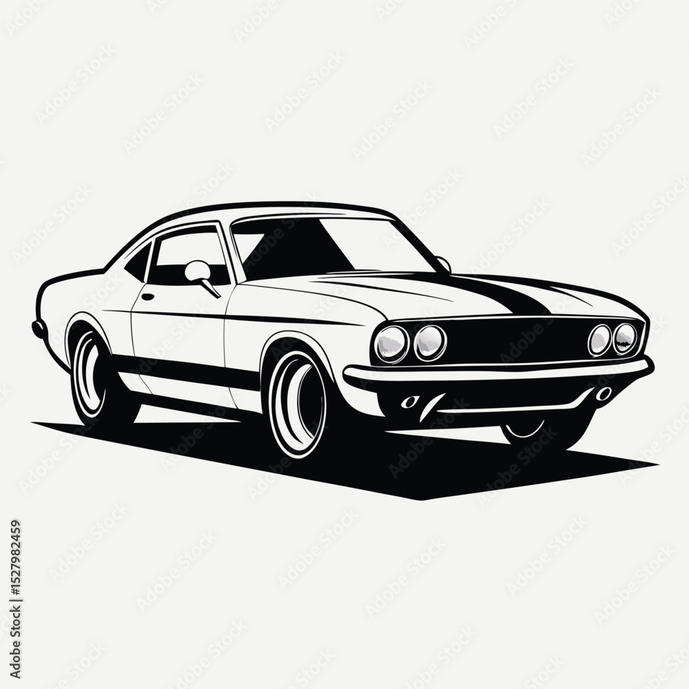 Naklejka premium black and white line art classic car