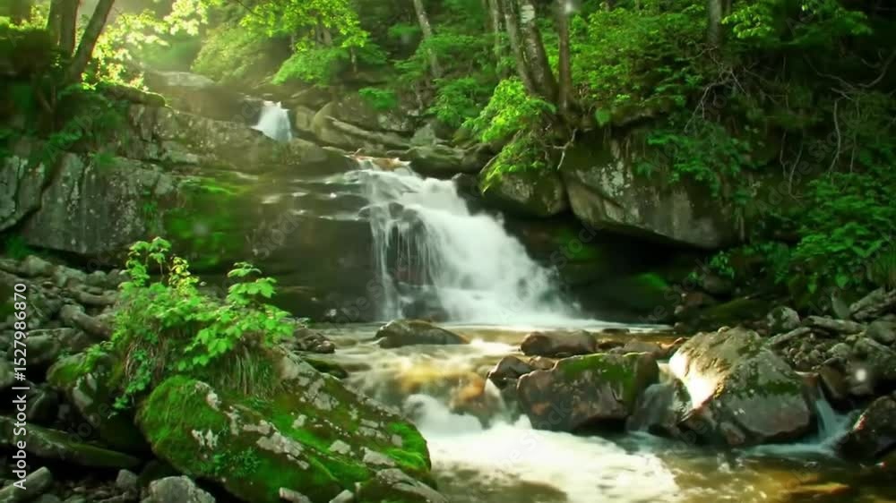 title:
Small waterfall flowing through green forest river, seamless looping 4k time-lapse animation video background title:
Small waterfall flowing through green forest river, seamless looping 4k time-lapse animation video background