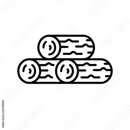 wood black line icon for digital and print projects. Building materials.