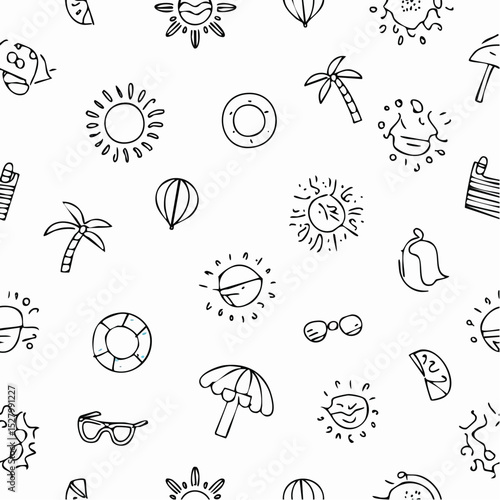 Summer Beach Pattern Sun, Palm Trees, and Vacation Vibes