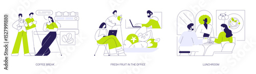 Food in the office isolated cartoon vector illustrations se