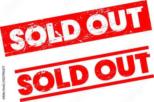 Sold out stamp sticker tag badge label with grunge scratched texture - vector