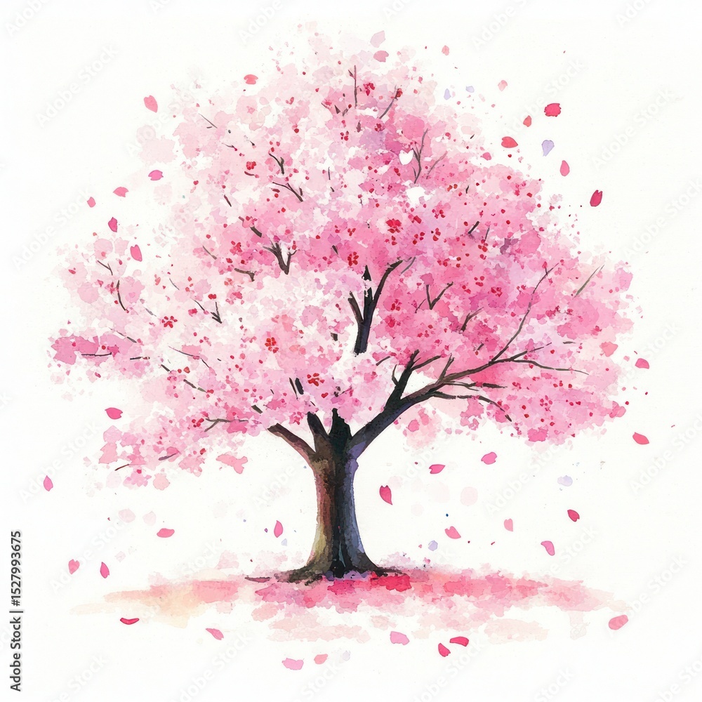 Fototapeta premium Watercolor cherry blossom tree (1)