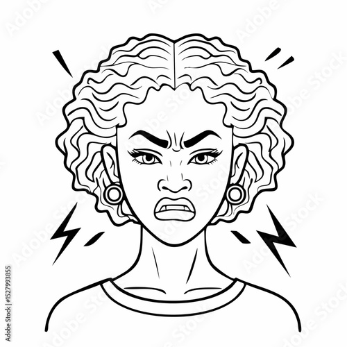 Angry woman face icon vector