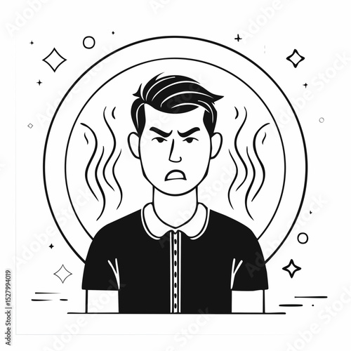 Angry man face screaming icon