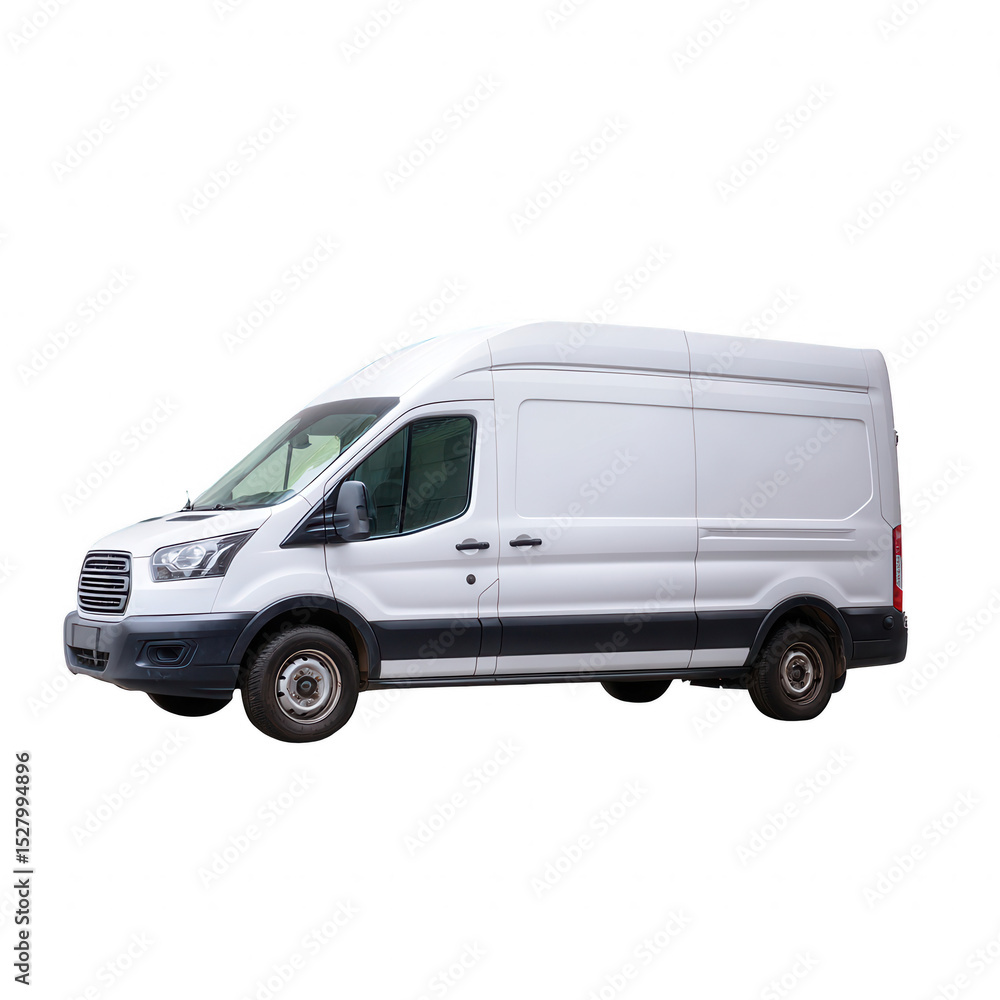 White cargo van isolated on a white background, showcasing its spacious design ideal for deliveries and logistics. White cargo van isolated on a white background, showcasing its spacious design ideal for deliveries and logistics.