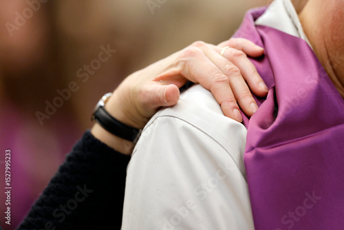Catholic mass. The decisive call for catechumens. This important Lenten ritual is for catechumens preparing for full initiation. Baptism, Confirmation, and First Communion.  France.