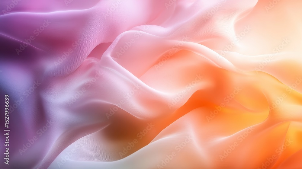 Obraz premium A mesmerizing image of soft, flowing fabric displaying a beautiful gradient of pastel colors, evoking feelings of serenity, calmness, and creativity in a dreamlike atmosphere.