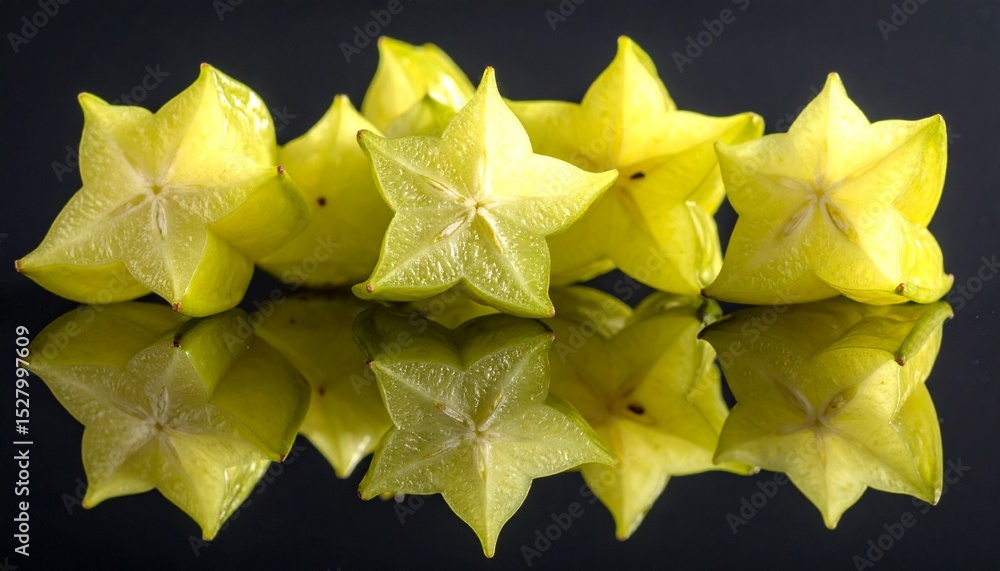 Fototapeta premium star gooseberry layered on a mirror surface